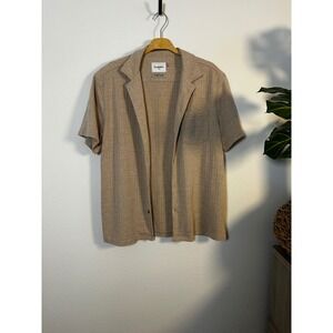 Goodfellow Men's Short Sleeve Textured Button Up Shirt Tan Size M